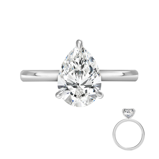 1CT 2CT D VVS2 Pear Lab Grown Diamond 10K 14K Solid Gold Wendding Ring IGI Certificate DEF VVS VS Diamond Jewelry