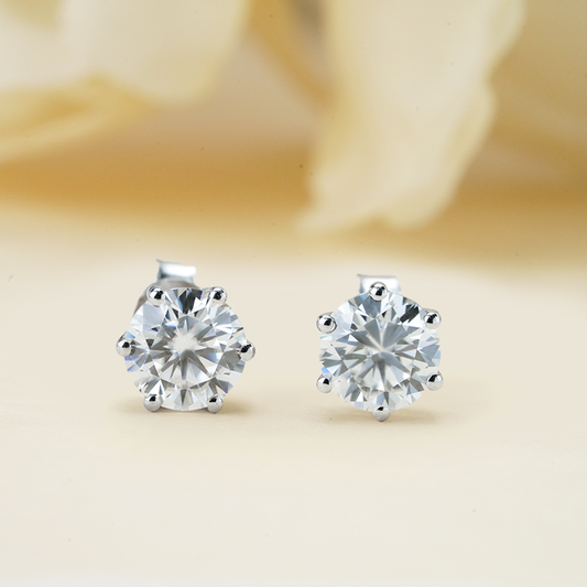 Round D color moissanite 925 silver earrings