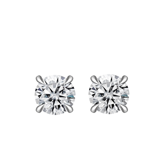 Classic 4 claw prongs basket set 1ct 0.5ct 0.3ct round cut lab grown diamond stud earrings