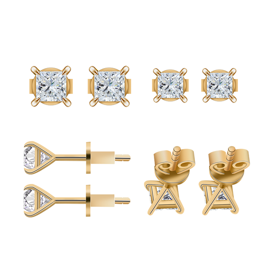 3.5*3.5mm DEF VS Princess Cut Lab Grown Diamonds 14K 18K Solid Gold Earrings HPHT CVD Loose Diamond Jewelry