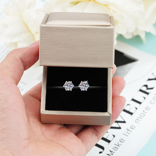 Round D color moissanite 925 silver earrings