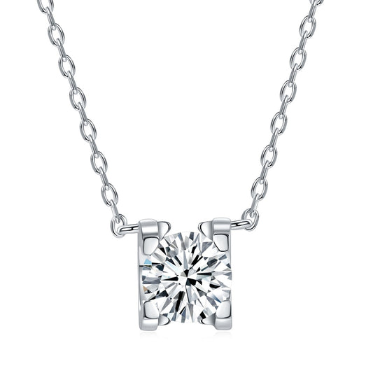 1CT 2CT D VVS1 Round Cut moissanite available stock 925 silver necklaces