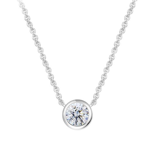 10k 14k 18k White Rose Yellow Gold Bezel cut Necklaces with 1CT DEF VS VVS Lab Diamonds