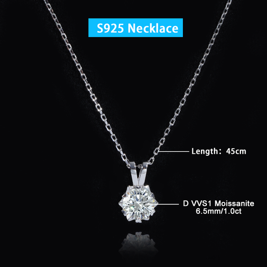 starsfine 0.5CT 925 Sterling silver Round D VVS1 moissanite 40+5cm necklaces pendant