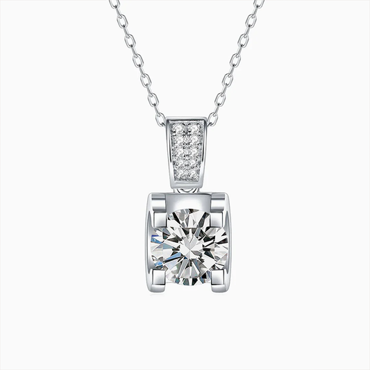 1CT 2CT Round D VVS1 moissanite 925 Sterling silver 40+5cm necklaces