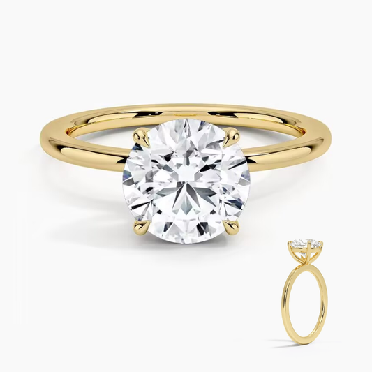 14K gold yellow white solitaire engagement round diamond ring