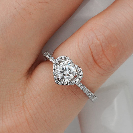 S925 silver 1ct 0.5ct moissanite diamond ring