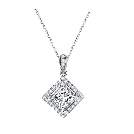 2CT Princess cut D VVS1 moissanite silver Sterling 925 necklaces