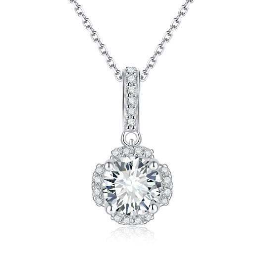 1CT D VVS1 round brilliant cut moissanite 925 Sterling silver necklaces