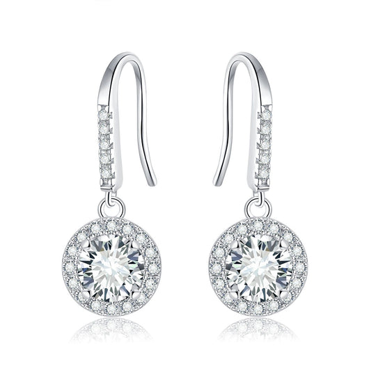 0.5CT 1CT D VVS1 Moissanite Hook Style Earrings Sterling Silver S925 Jewelry Gift