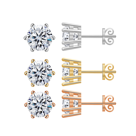 10K 14K Solid Gold 0.5ct 1ct D VS1 Lab Grown Diamond with Certified Stud earrings