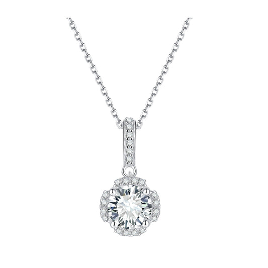 1CT D VVS1 round brilliant cut moissanite 925 Sterling silver necklaces