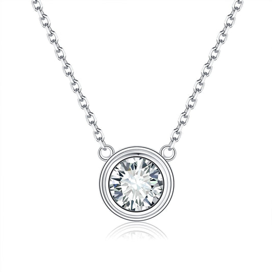 Starsgem 0.5CT 1CT D VVS1 Round Cut Moissanite 925 Sterling Silver Necklaces