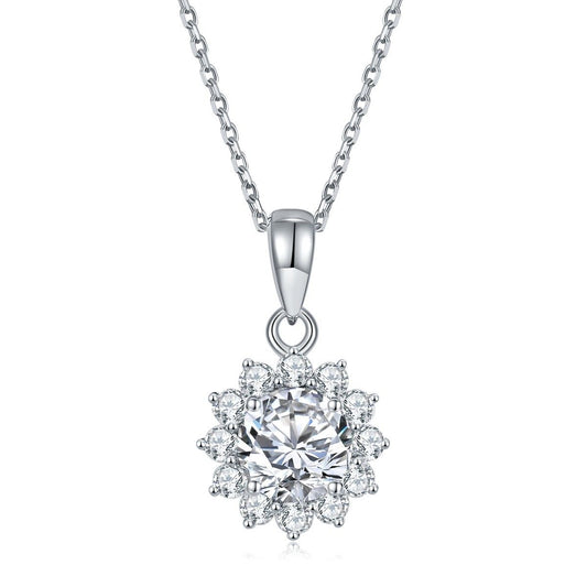 1CT 2CT Round D VVS1 Moissanite 925 Sterling Silver Necklaces