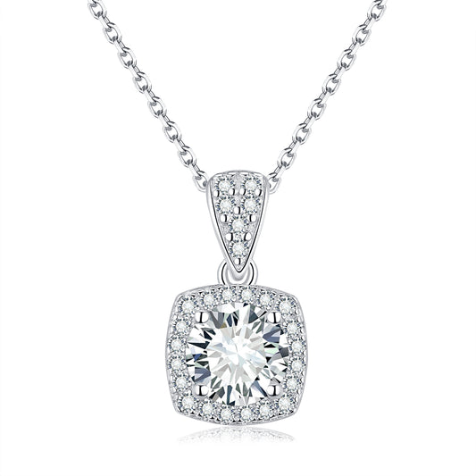 wholesale 925 Sterling silver 1CT D VVS1 round moissanite necklaces