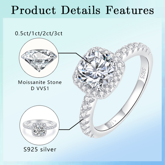 925 silver moissanite engagement rings for women