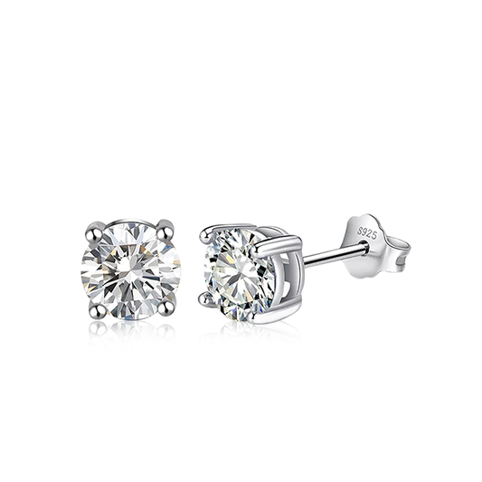 0.3CT 0.5CT 1CT Round D VVS1 Moissanite 925 Sterling Silver Stud Earrings