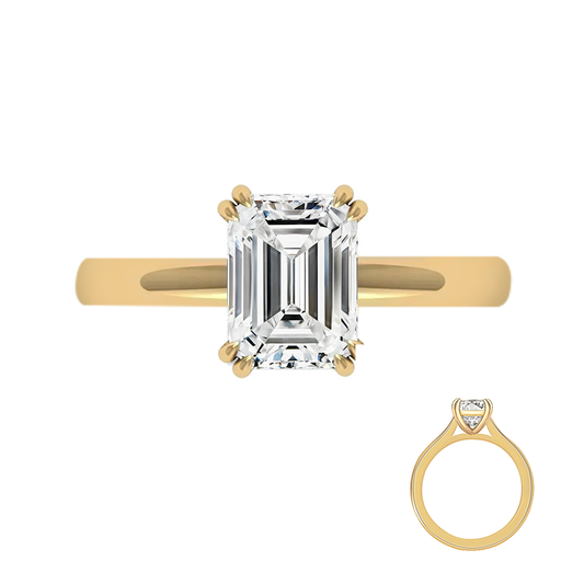 1CT D VVS2 IGI Cetificate HPHT CVD Emerald Cut Lab Diamond 14K 18k Solid Gold Solitaire Wedding Ring Jewelry